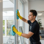 Clear and shiny windows and mirrors, achieved using professional cleaning methods.